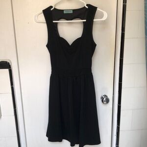 Little black dress with heart shaped back cut out, size XS